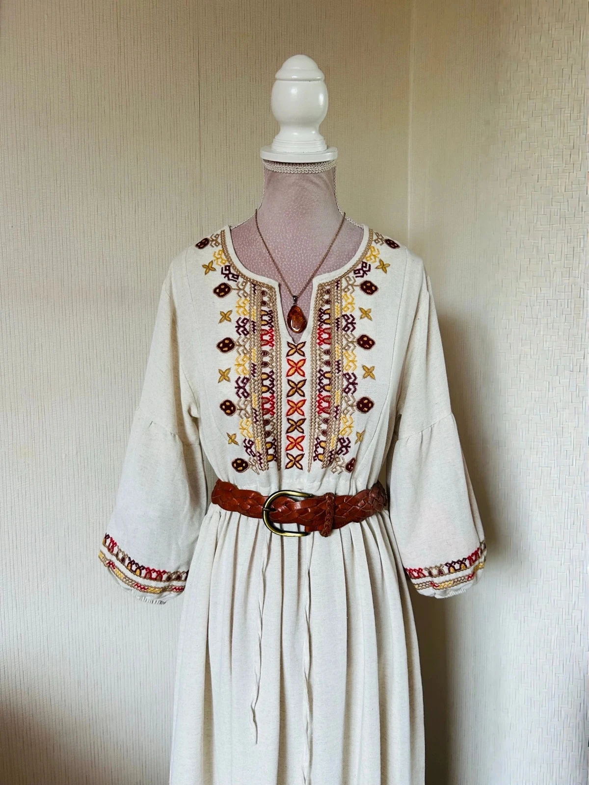 🧿🌿Vestido Bohème Folk Bordado de Istambul • Turkish Embroidered Maxi Dress S/36🌿🧿 – photo 5